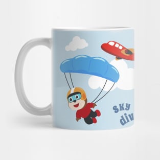 Vector illustration of a cute skydiver. Mug